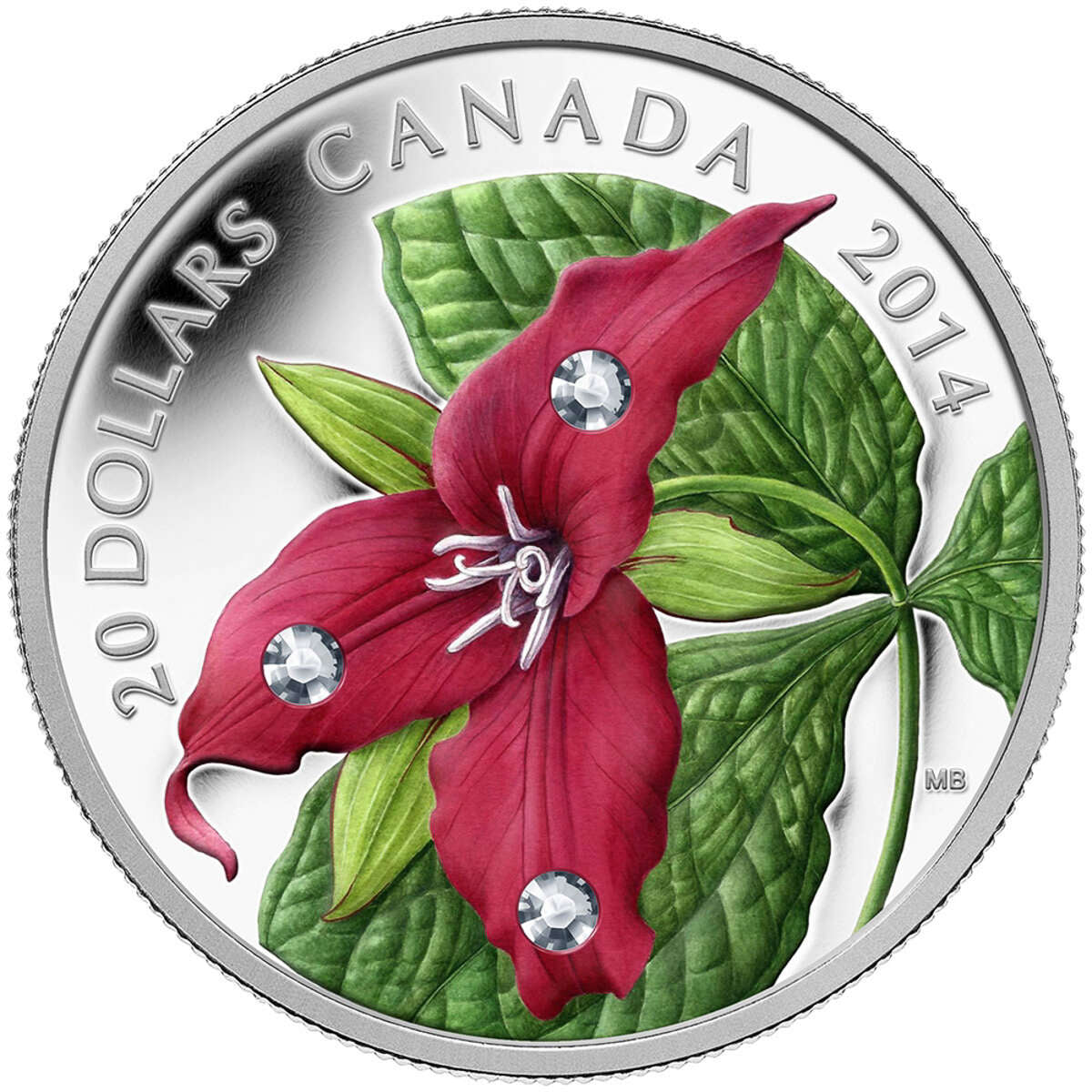 2014 $20 Red Trillium with Crystal Dew Drops - Pure Silver Coin Default Title