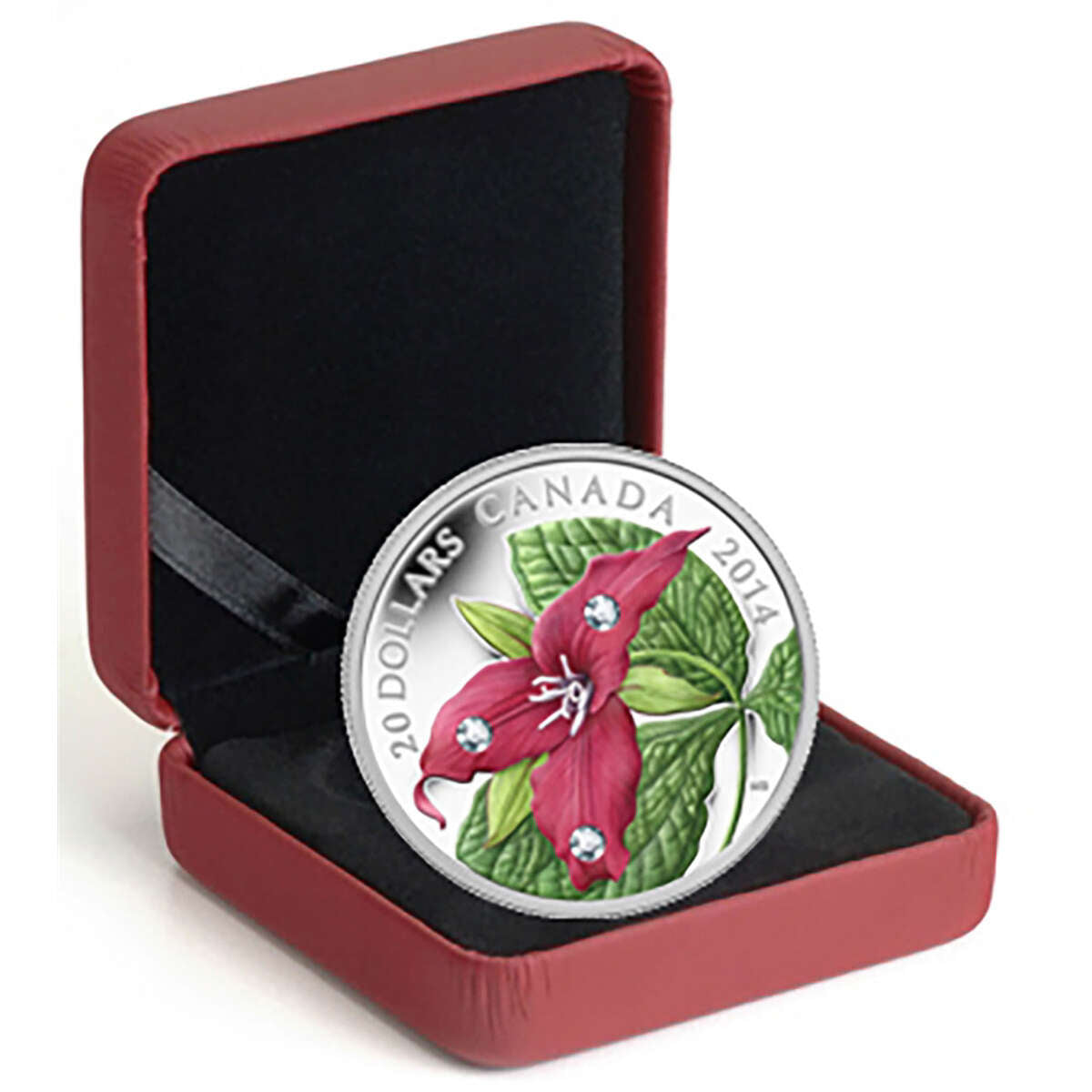 ◯ピュアレムリアン　ブリオレット29500円→25000円 2014 $20 Red Trillium with Crystal Dew Drops - Pure Silver Coin