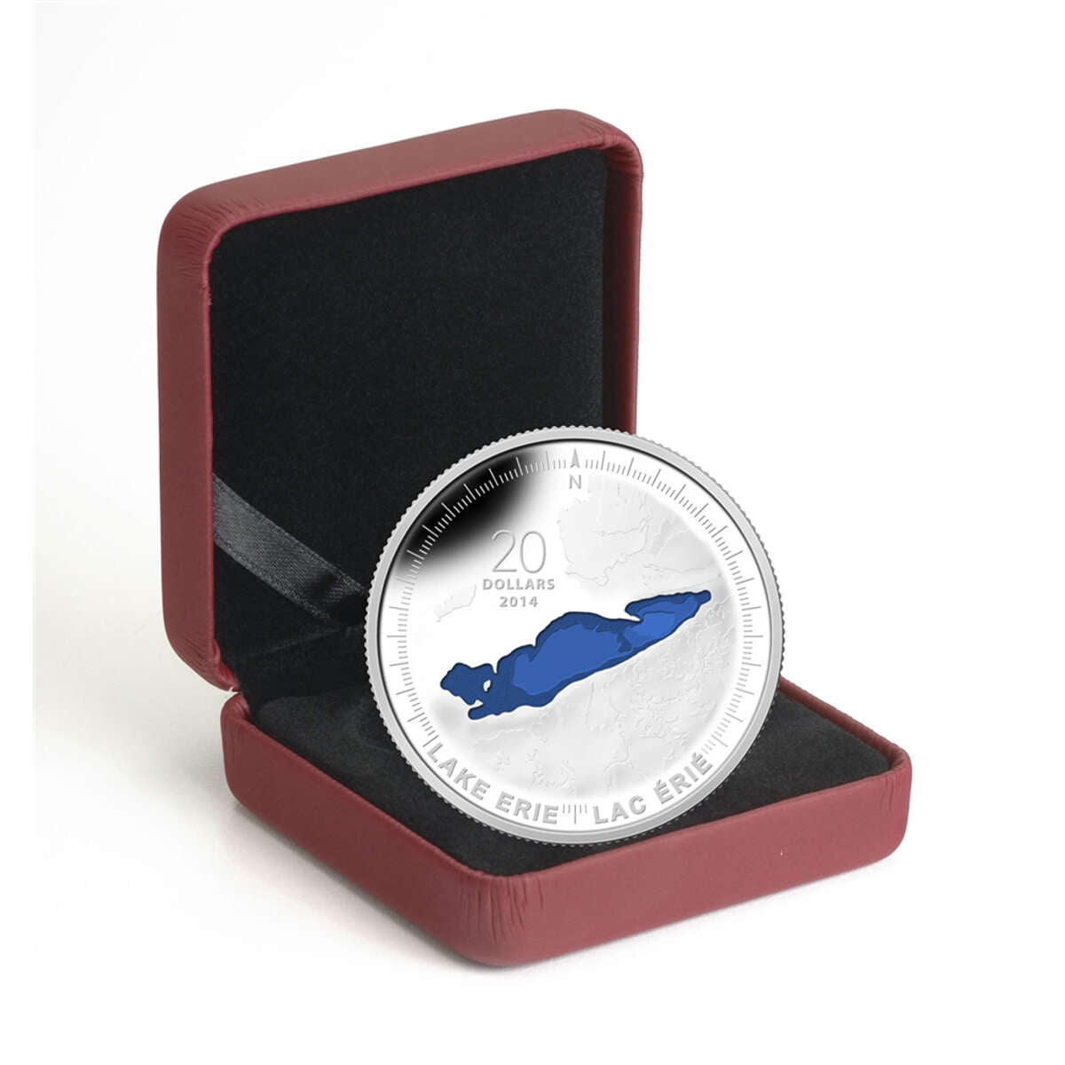 2014 $20 The Great Lakes: Lake Erie - Pure Silver Coin