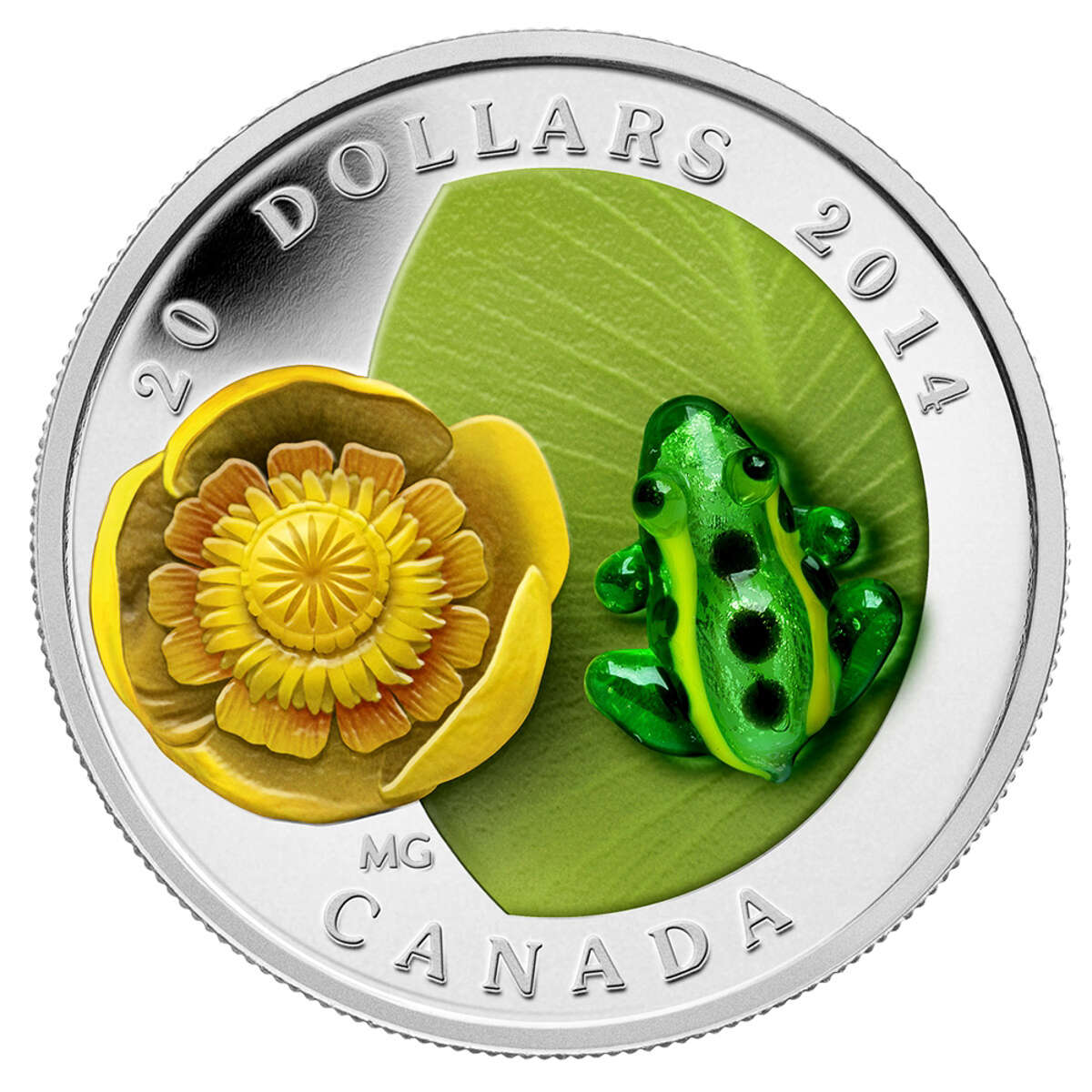 2014 $20 Water-Lily And Venetian Glass Leopard Frog - Pure Silver Coin Default Title