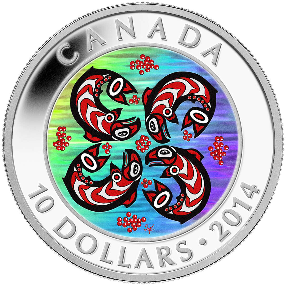 2014 $10 First Nations Art: Salmon - Pure Silver Coin Default Title