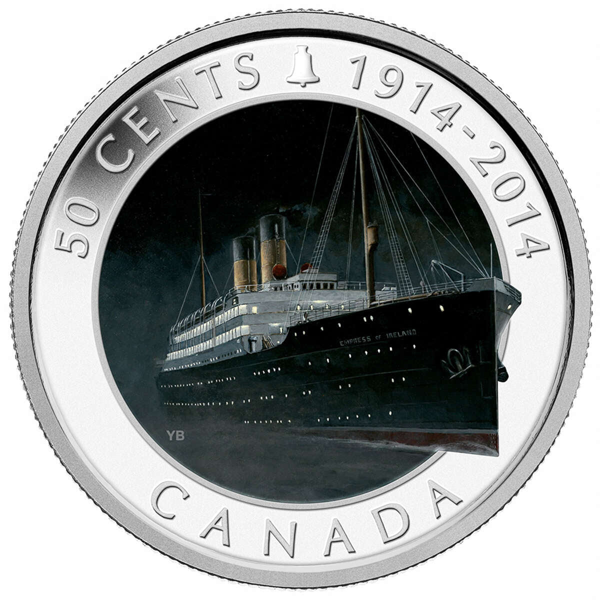 2014 50c Lost Ships in Canadian Waters: R.M.S. Empress of Ireland - Coloured Coin Default Title