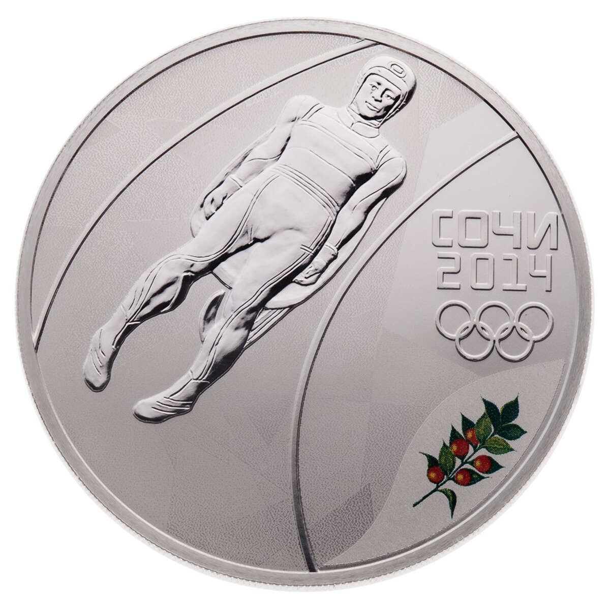 2014 3 Roubles Sochi Winter Olympics: Luge - Sterling Silver Coin Default Title