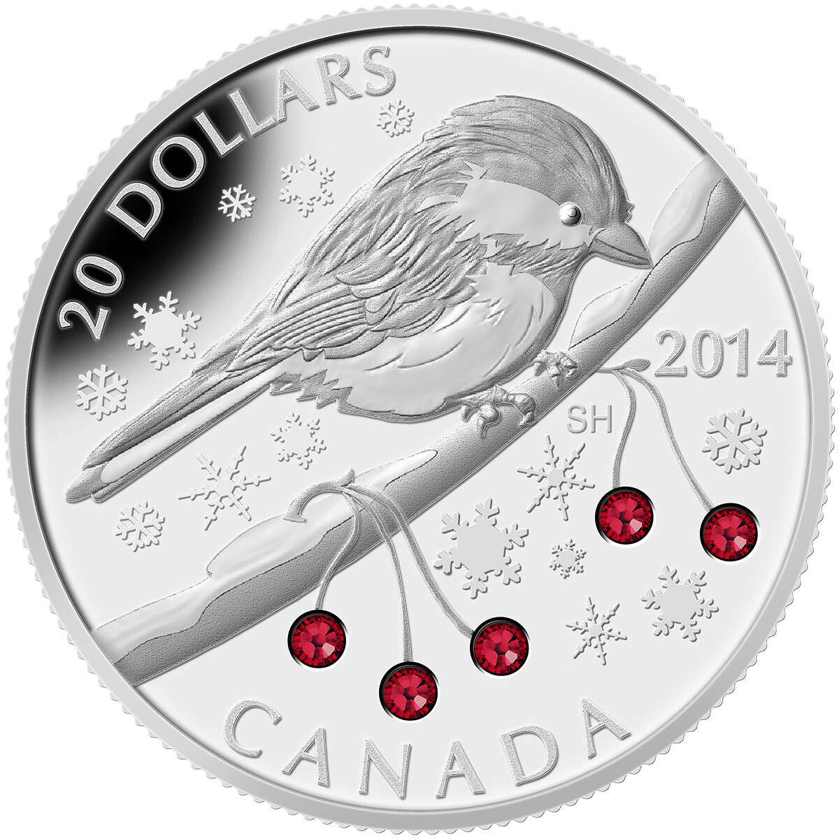 2014 $20 Chickadee with Swarovski Winter Berries - Pure Silver Coin Default Title