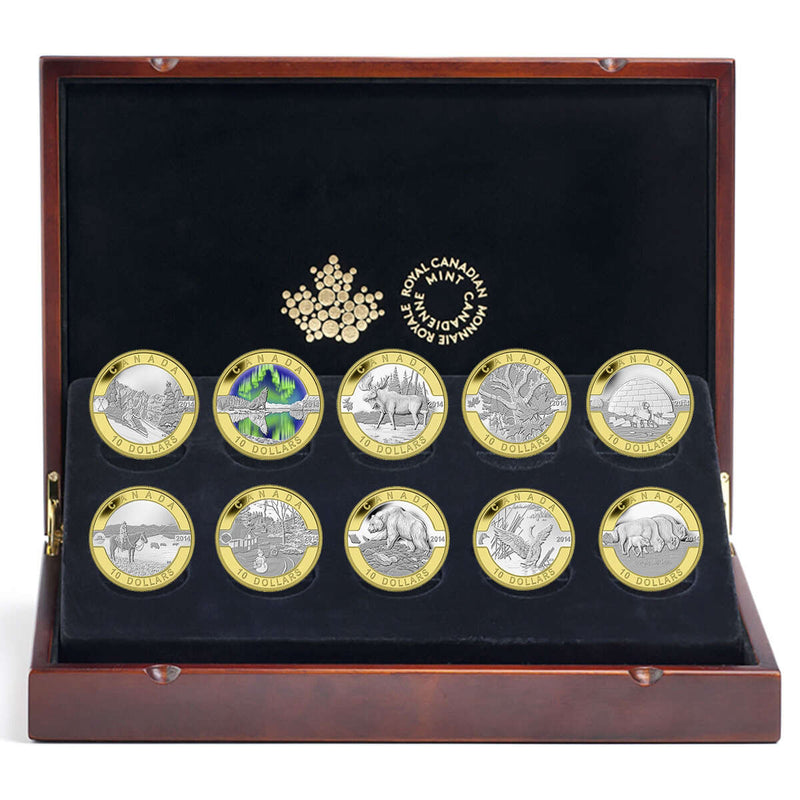 2014 $10 O Canada: Pure Silver 10-Coin Set with Gold Plating Default Title