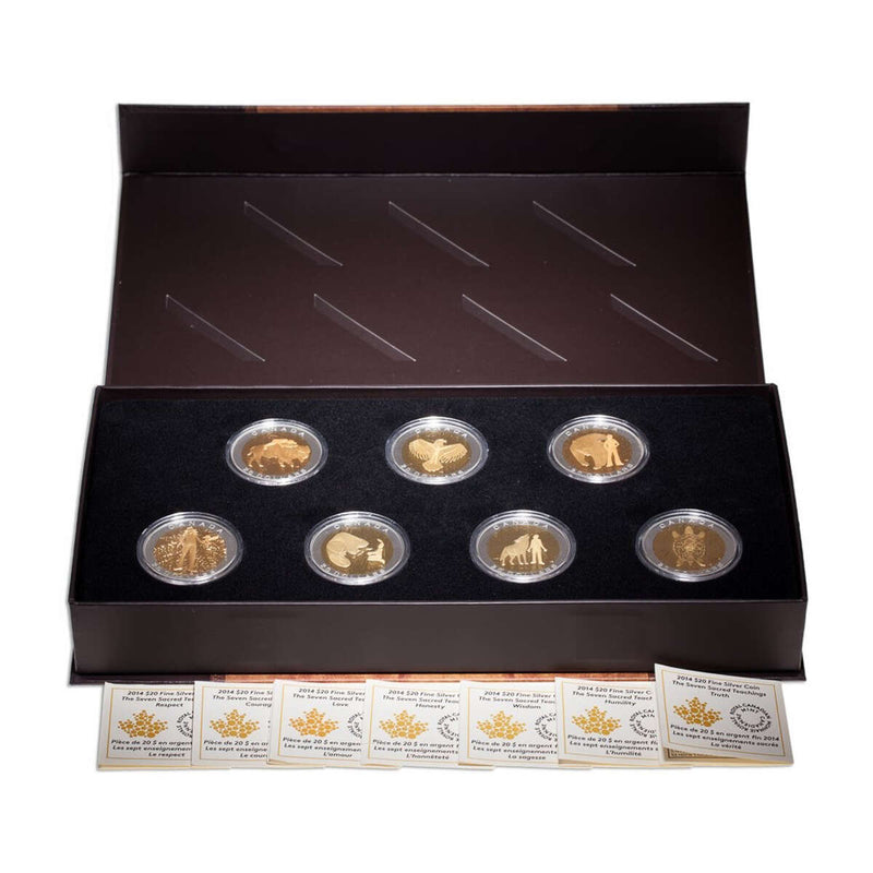 2014 $20 The Seven Sacred Teachings - Pure Silver 7-Coin Set with Display Case Default Title