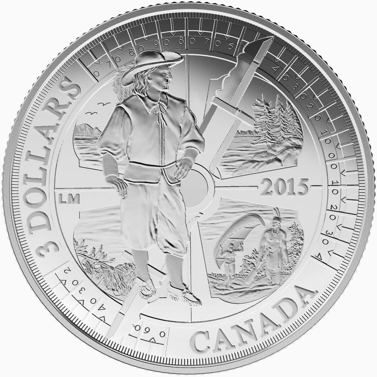 2015 $3 Samuel de Champlain in Huronia, 400th Anniversary - Pure Silver Coin Default Title