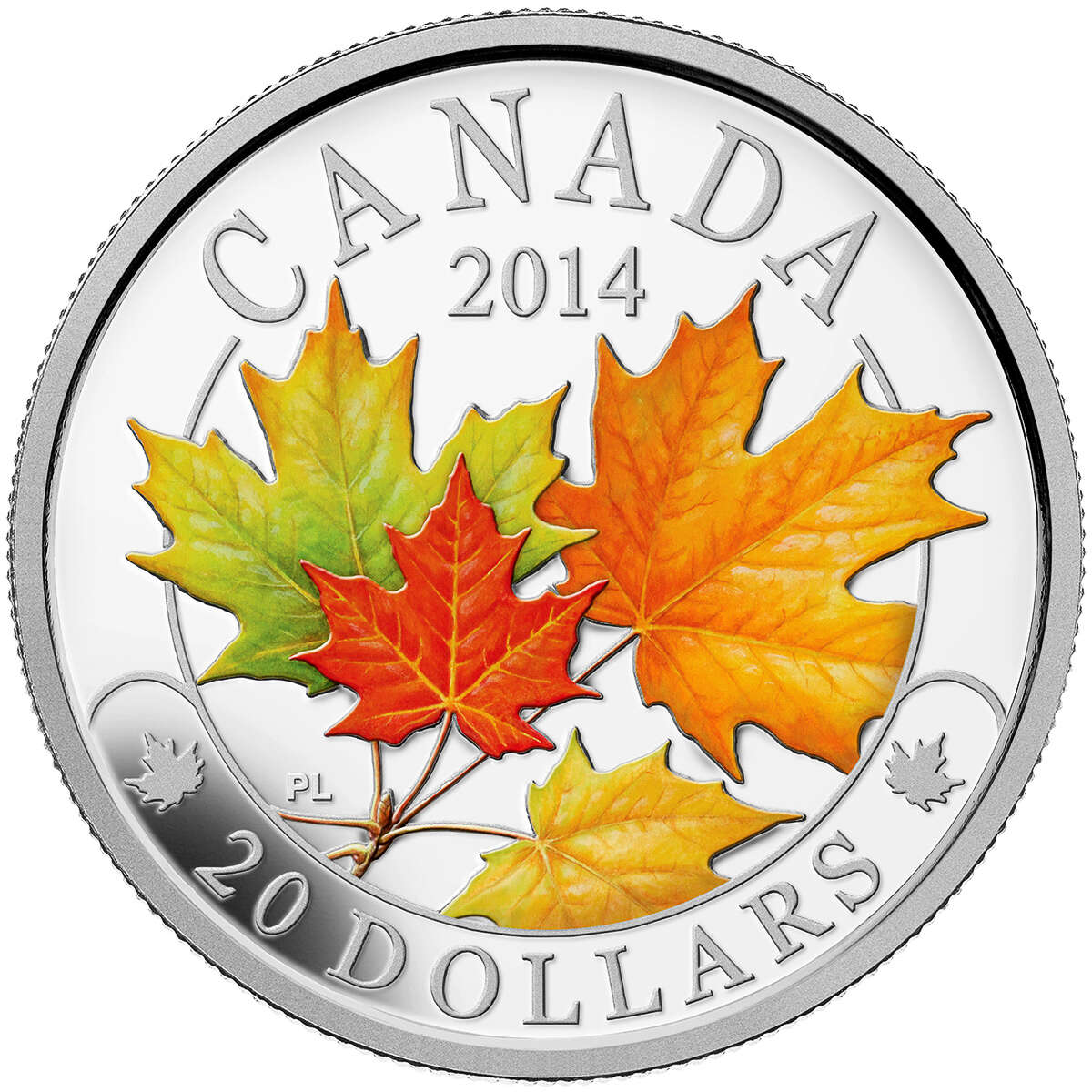 2014 $20 Majestic Maple Leaves with Colour - Pure Silver Coin Default Title