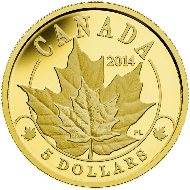 2014 $5 Overlaid Majestic Maple Leaves - Pure Gold Coin Default Title