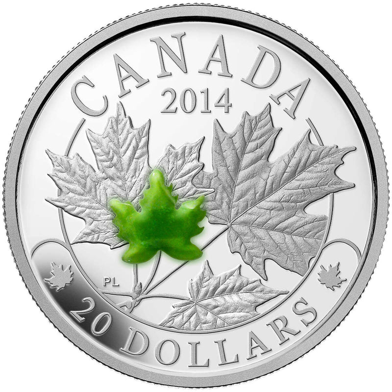 2014 $20 Majestic Maple Leaves with Jade - Pure Silver Coin Default Title
