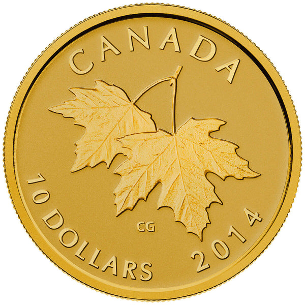 2014 $10 Maple Leaves with Queen Elizabeth II Effigy (1953) - Pure Gold Coin Default Title