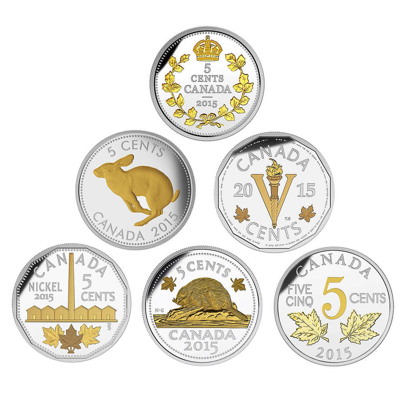 2015 5c Legacy of the Canadian Nickel - Pure Silver 6-Coin Set Default Title