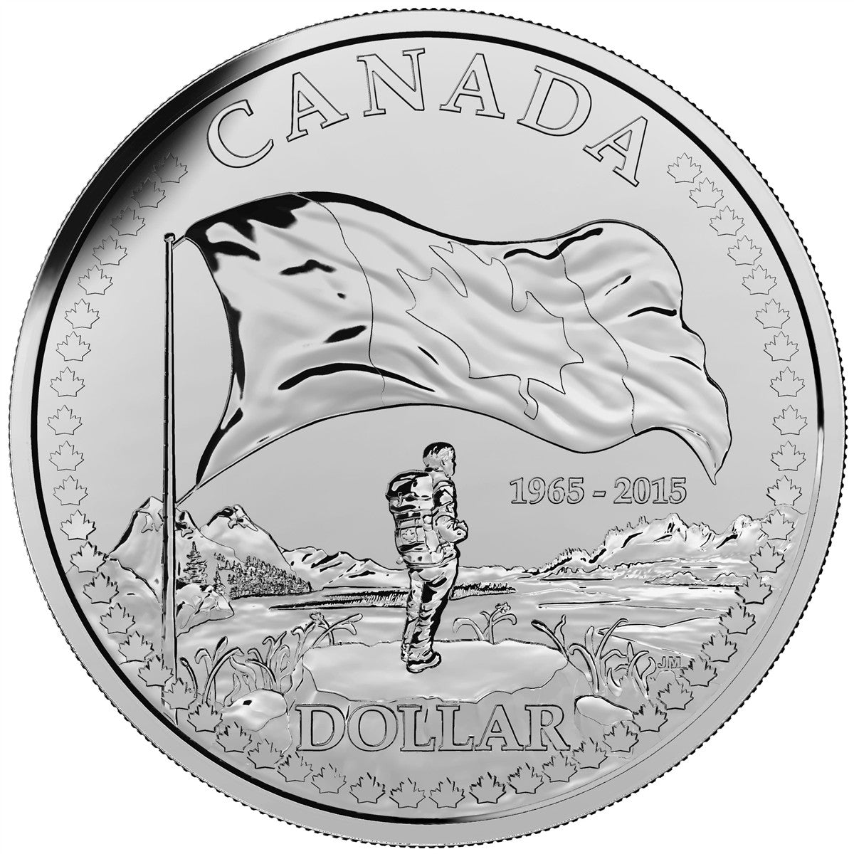 2015 $1 The Canadian Flag, 50th Anniversary - Pure Silver Dollar B.U.