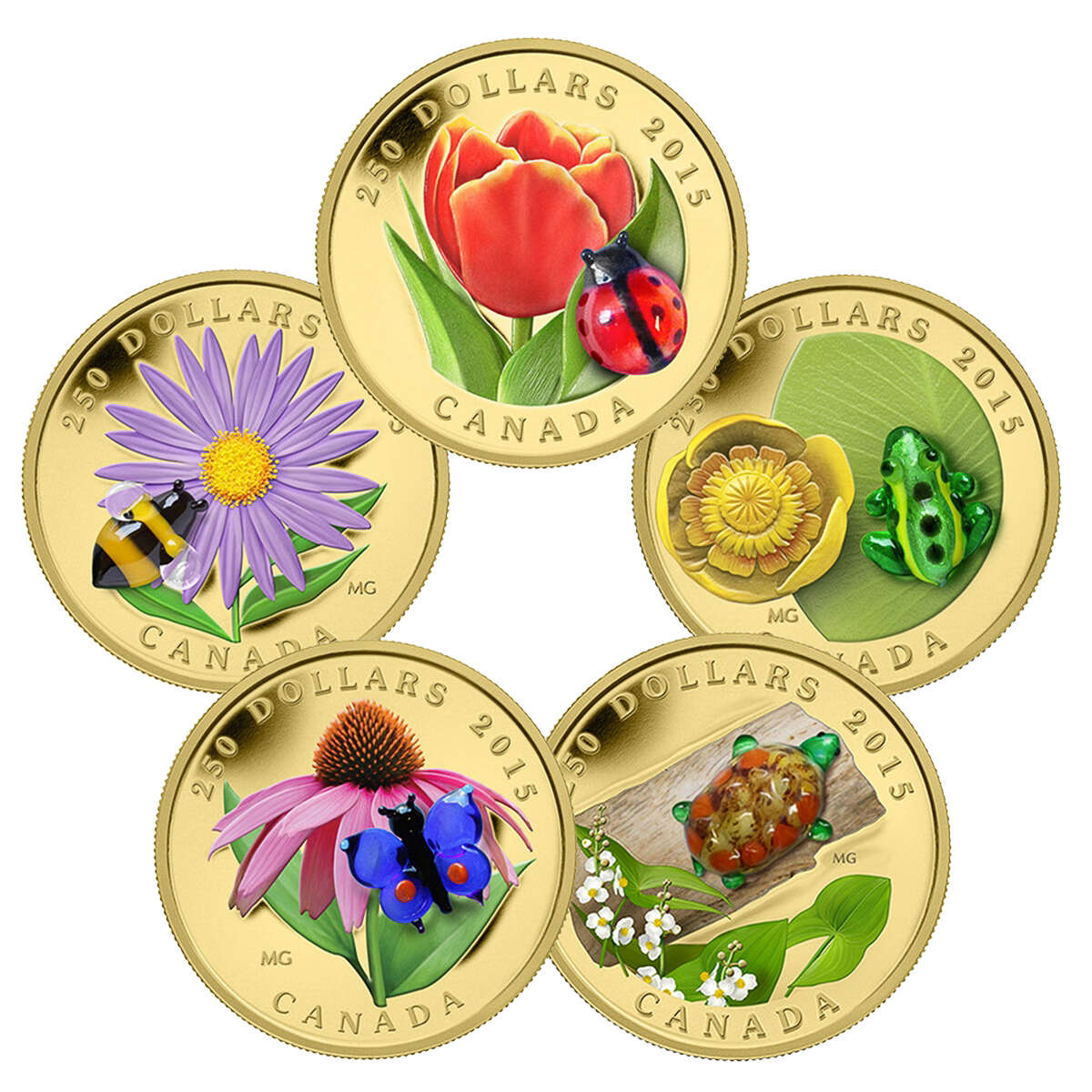 2015 $250 Flora and Fauna - Pure Gold 5-Coin Set Default Title