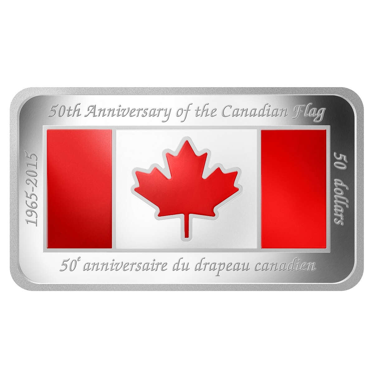 2015 $50 The Canadian Flag, 50th Anniversary - Pure Silver Coin Default Title