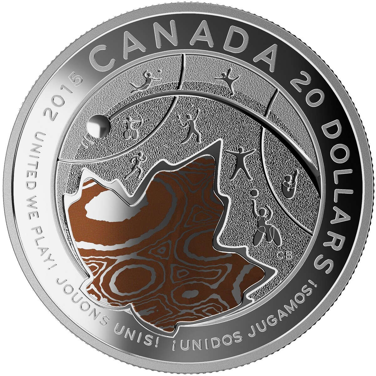 2015 $20 <sup>TM</sup>: TORONTO 2015<sup>TM</sup> Pan Am/ Parapan Am Games: United we Play! - Pure Silver with Copper Coin Default Title