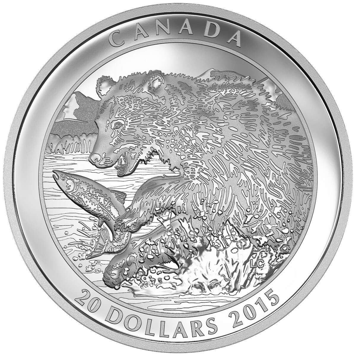 2015 $20 Grizzly Bear: The Catch - Pure Silver Coin Default Title