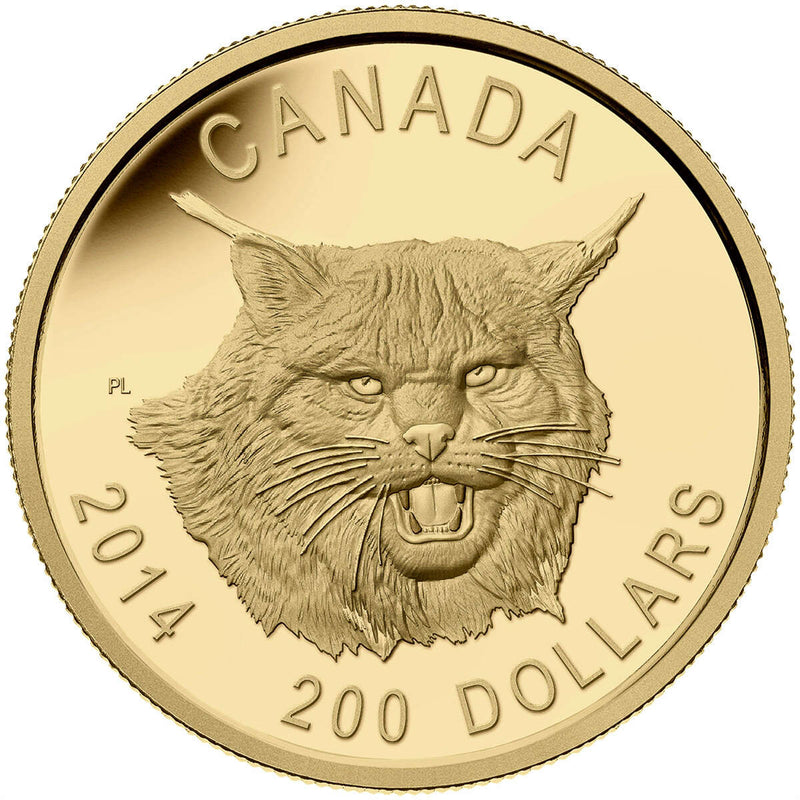 2014 $200 The Fierce Canadian Lynx - Pure Gold Ultra High Relief Coin Default Title