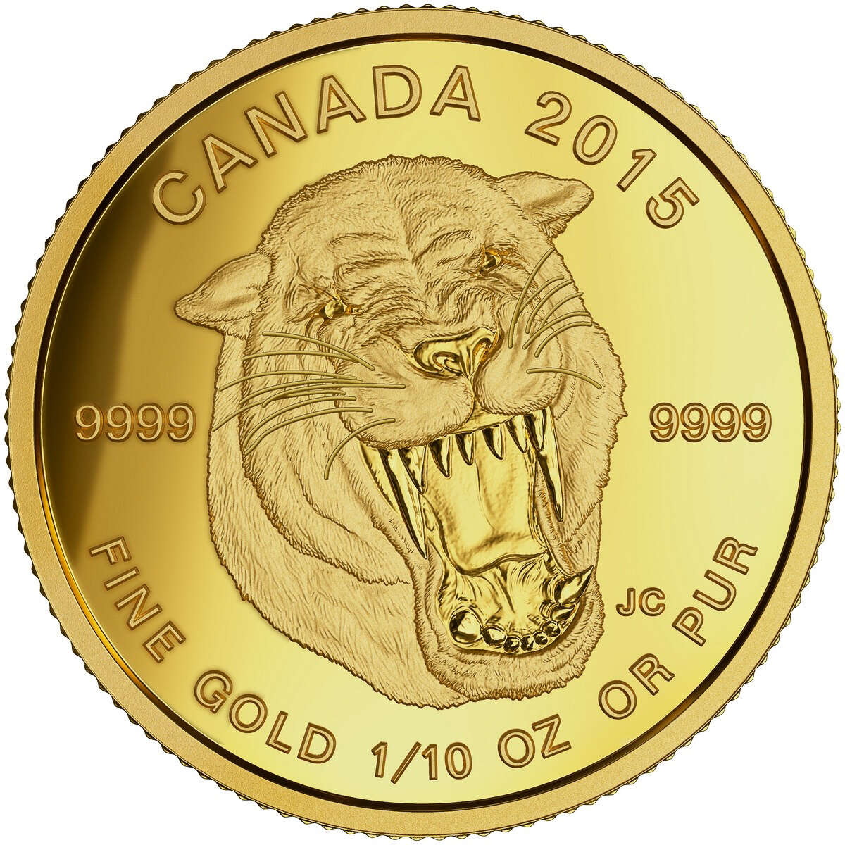 2015 $5 Prehistoric Animals: American Scimitar Sabre-Tooth Cat - Pure Gold Coin Default Title