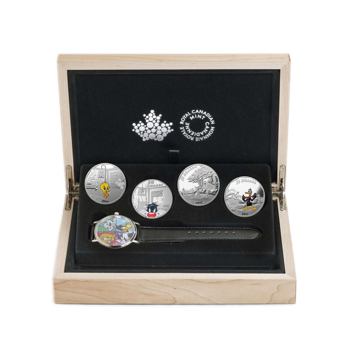 2015 $20 Looney Tunes<sup>TM</sup> - Pure Silver 4-Coin Set with Watch