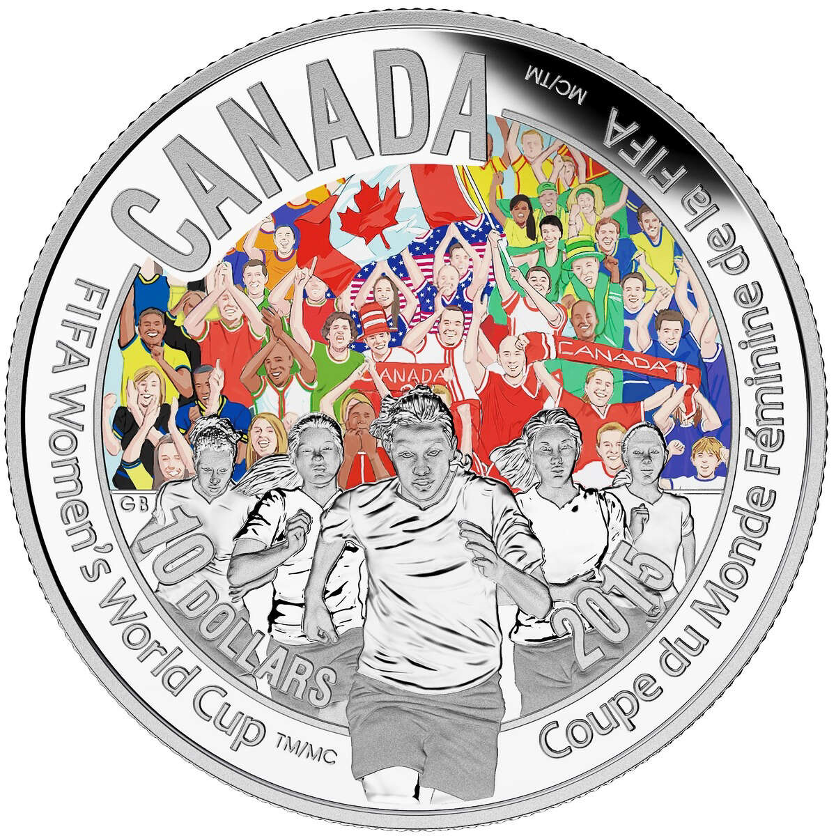 2015 $10 FIFA Women's World Cup Canada 2015<sup>TM/MC</sup>: "Go Canada Go!" - Pure Silver Coin Default Title