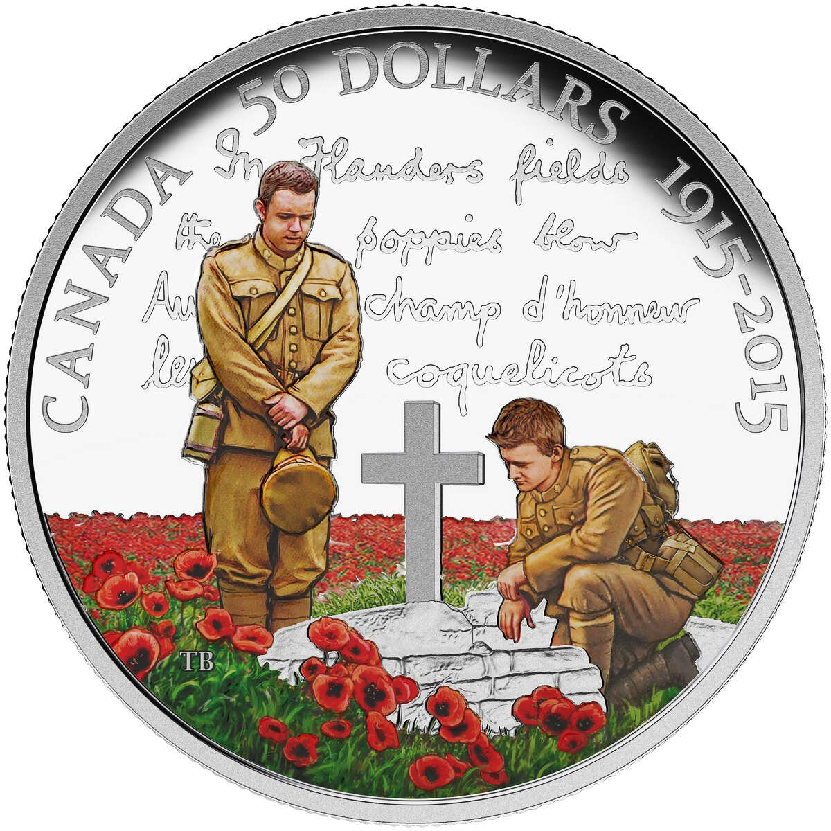 2015 $50 In Flanders Fields, 100th Anniversary - Pure Silver Coin Default Title