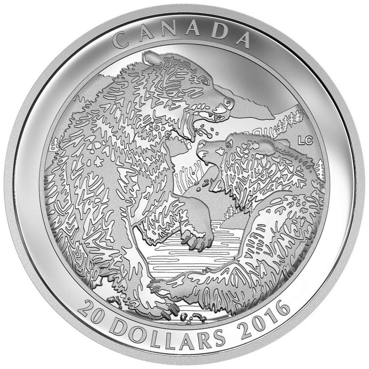 2016 $20 Grizzly Bear: The Battle - Pure Silver Coin Default Title