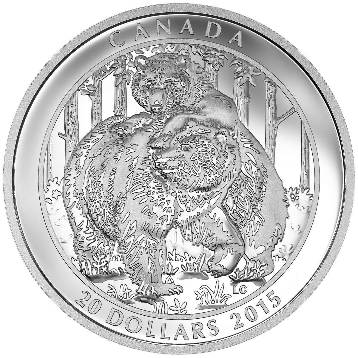 2015 $20 Grizzly Bear: Togetherness - Pure Silver Coin Default Title