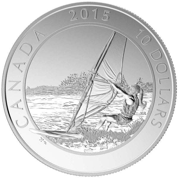 2015 $10 Adventure Canada: Windsurfing - Pure Silver Coin