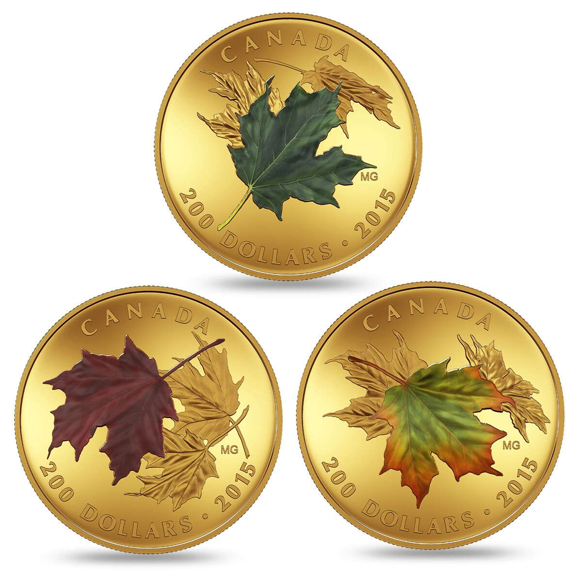 2015 $200 Alluring Maple Leaves of Fall - Pure Gold 3-Coin Set Default Title