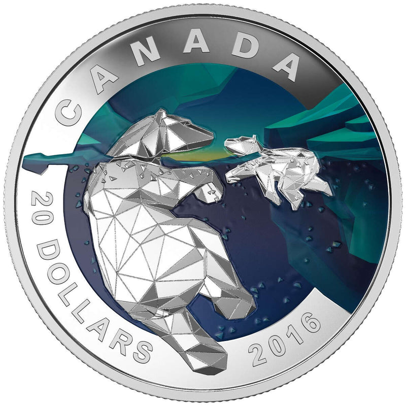 2016 $20 Geometry in Art: Polar Bear - Pure Silver Coin Default Title
