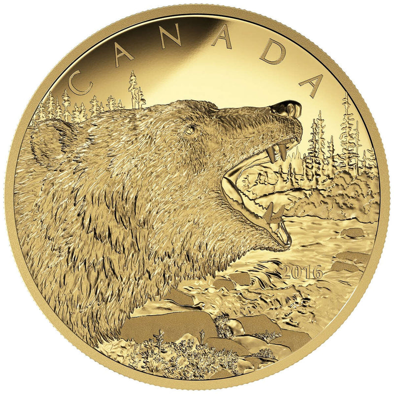 2016 $1250 Roaring Grizzly Bear - Pure Gold Coin Default Title