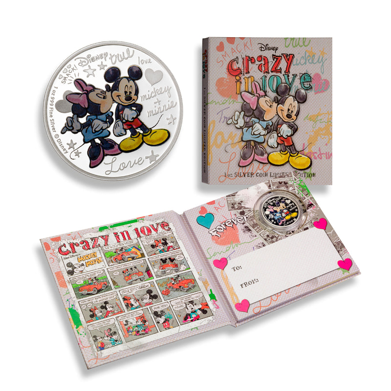 2015 $2 Disney Crazy in Love Mickey & Minnie Mouse - Pure Silver Coin
