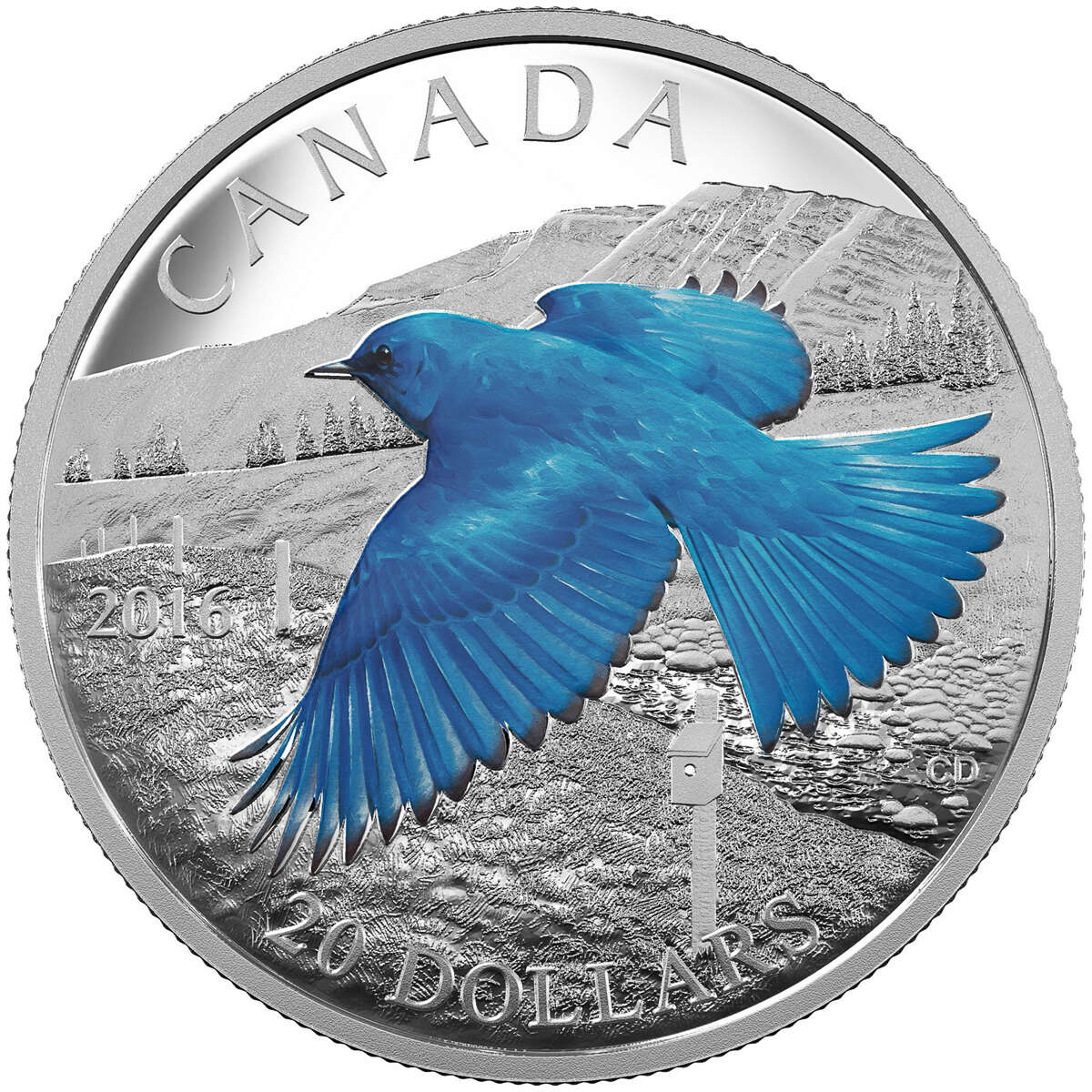 2016 $20 The Migratory Birds Convention: 100 Years of Protection The Mountain Bluebird - Pure Silver Coin Default Title