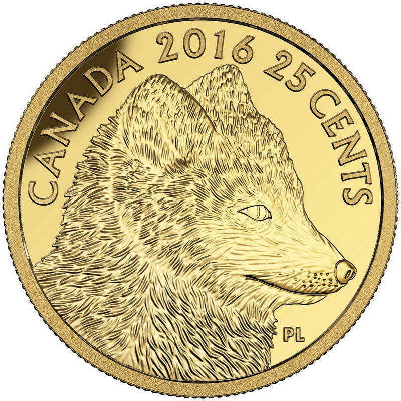 2016 25c Fox and Hare: Traditional Arctic Fox - Pure Gold Coin Default Title