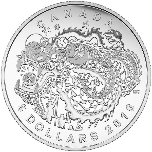 2016 $8 Dragon Dance - Pure Silver Coin