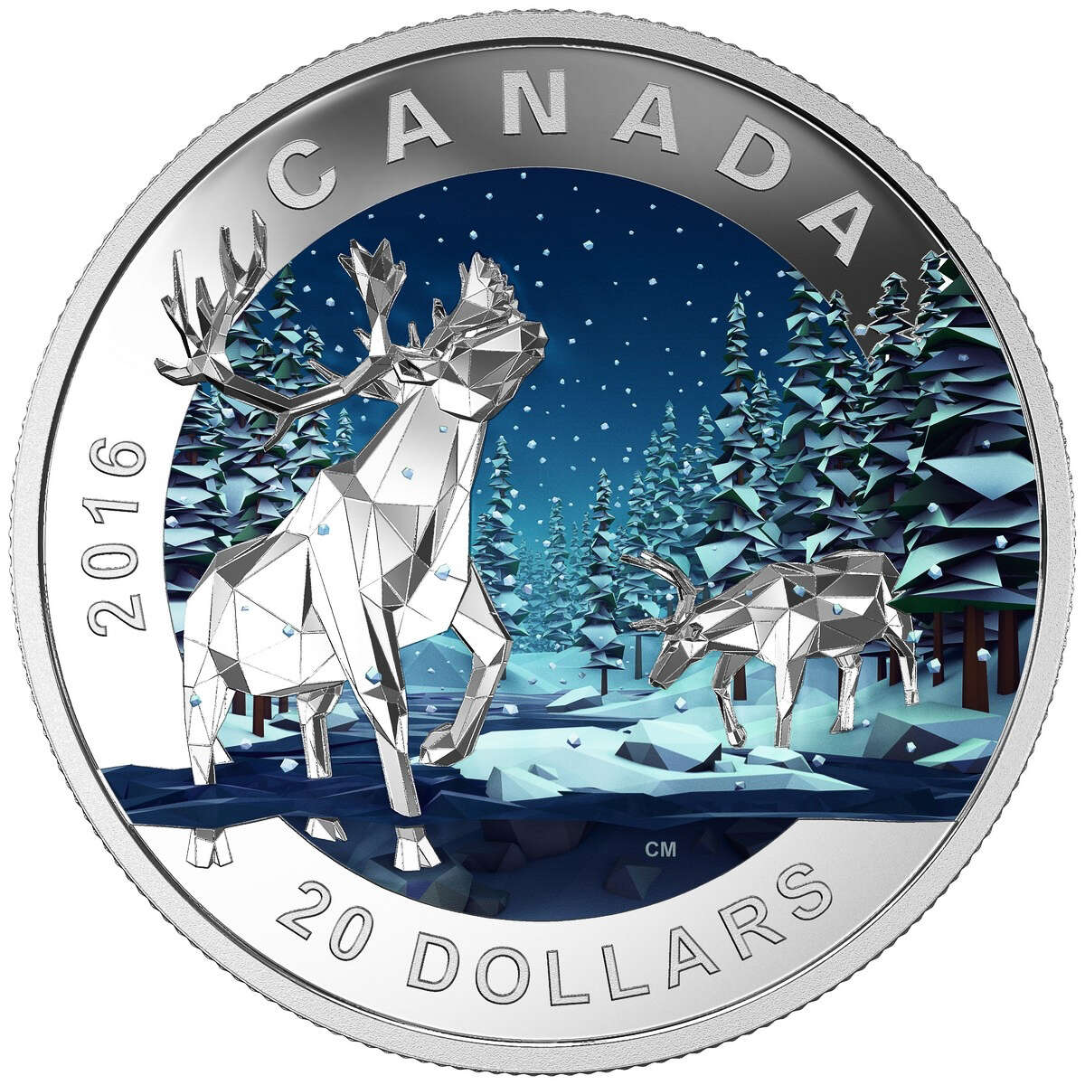 2016 $20 Geometry in Art: Caribou - Pure Silver Coin Default Title