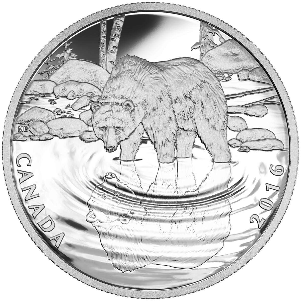 2016 $10 Reflections of Wildlife - Grizzly Bear - Pure Silver Coin Default Title