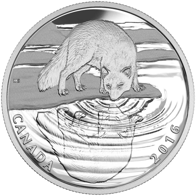 2016 $10 Reflections of Wildlife: Arctic Fox - Pure Silver Coin Default Title