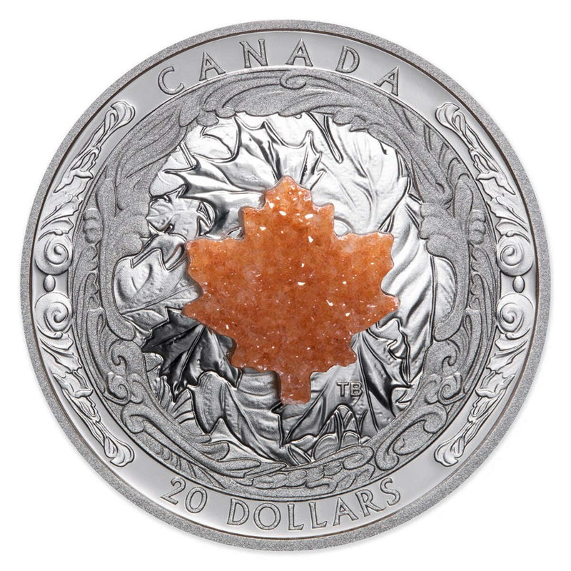 2016 $20 Majestic Maple Leaves with Drusy Stone - Pure Silver Coin Default Title