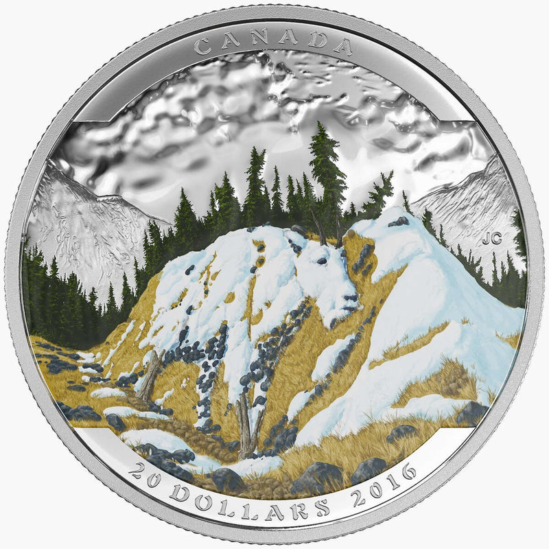2016 $20 Landscape Illusion: Mountain Goat - Pure Silver Coin Default Title