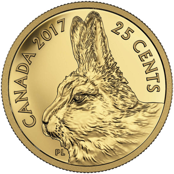 2017 25c Predator vs Prey: Traditional Arctic Hare - Pure Gold Coin