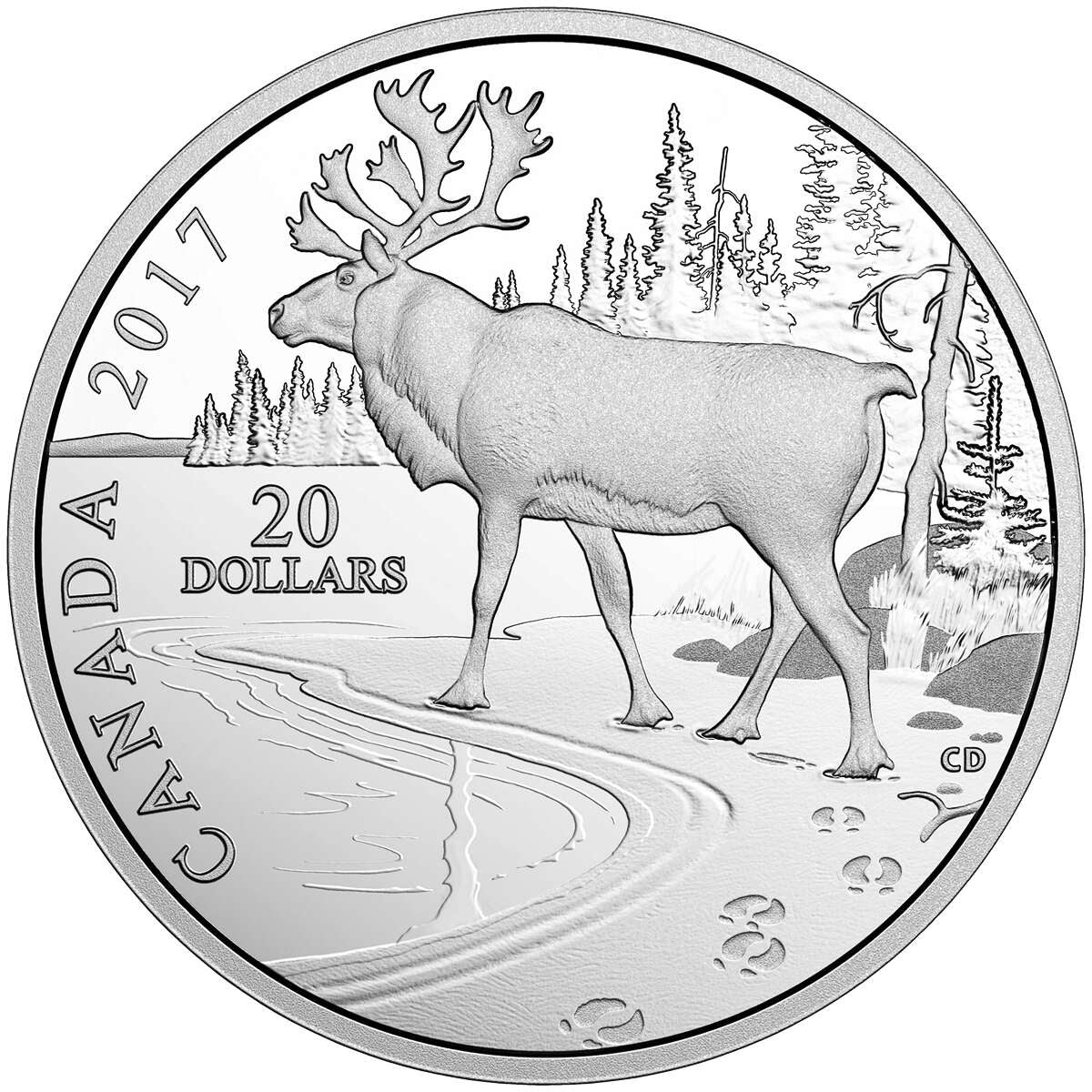 2017 $20 Nature's Impressions: Woodland Caribou - Pure Silver Coin Default Title