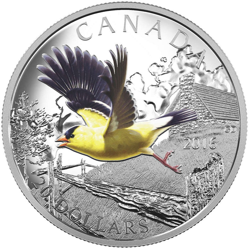2016 $20 The Migratory Birds Convention: 100 Years of Protection The American Goldfinch - Pure Silver Coin Default Title