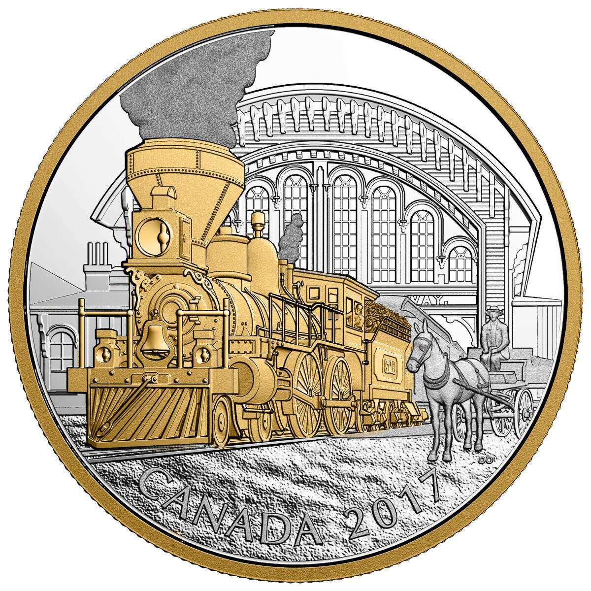 2017 $20 Locomotives Across Canada: The 4-4-0 - Pure Silver Gold-Plated Coin Default Title