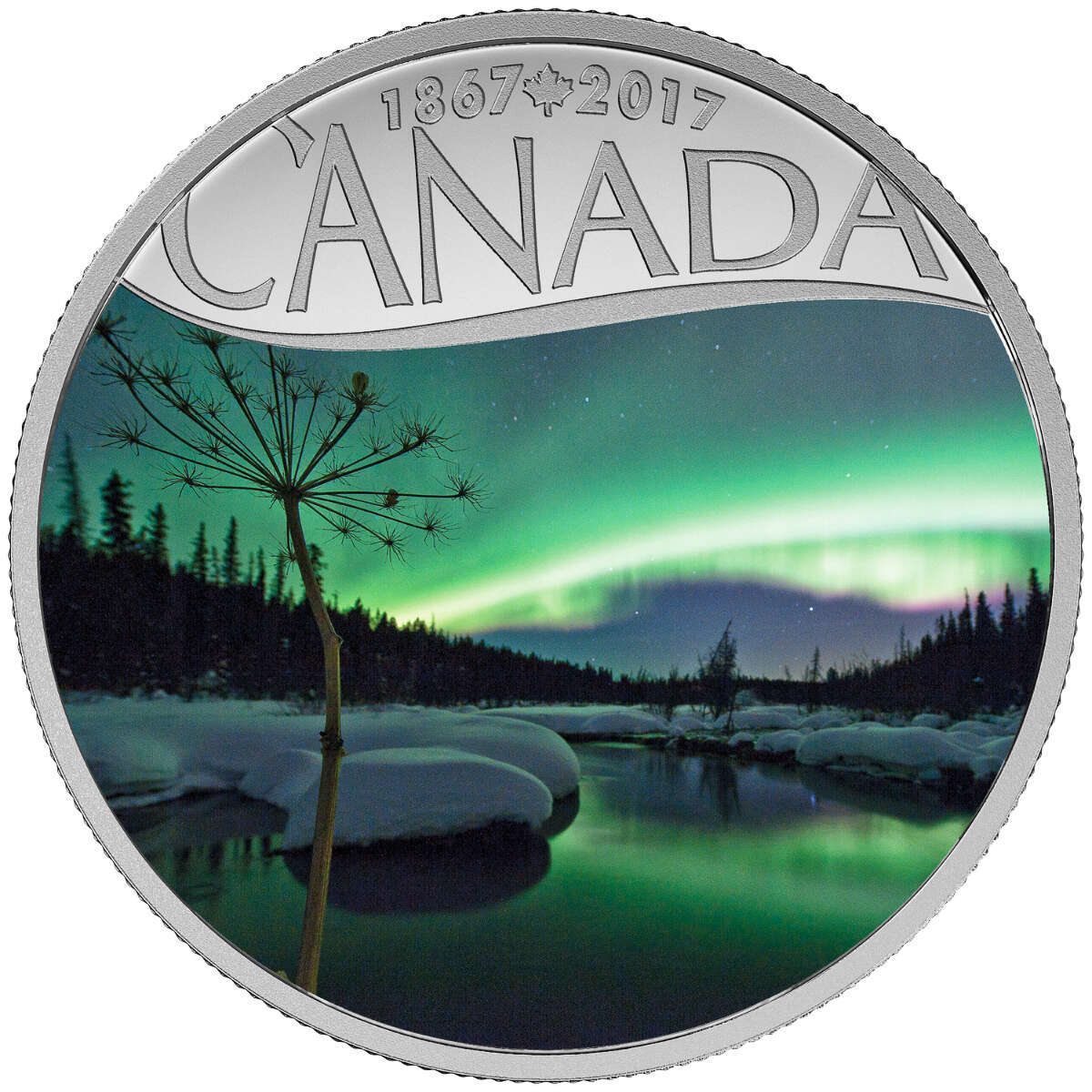 2017 $10 Celebrating Canada's 150th: Aurora Borealis McIntyre Creek (Yukon) - Pure Silver Coin Default Title