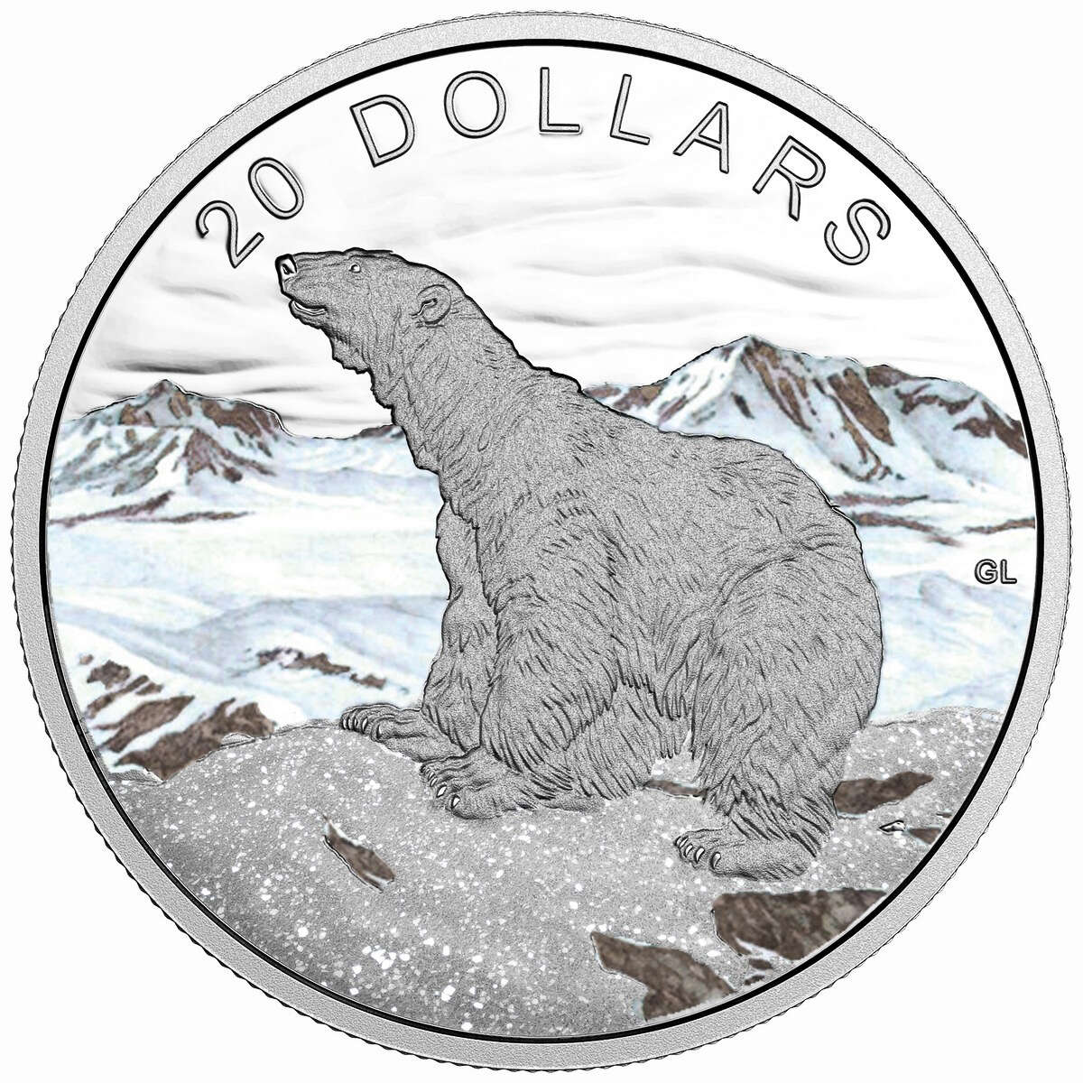 2017 $20 Glistening North: The Polar Bear with Genuine Diamonds - Pure Silver Coin Default Title