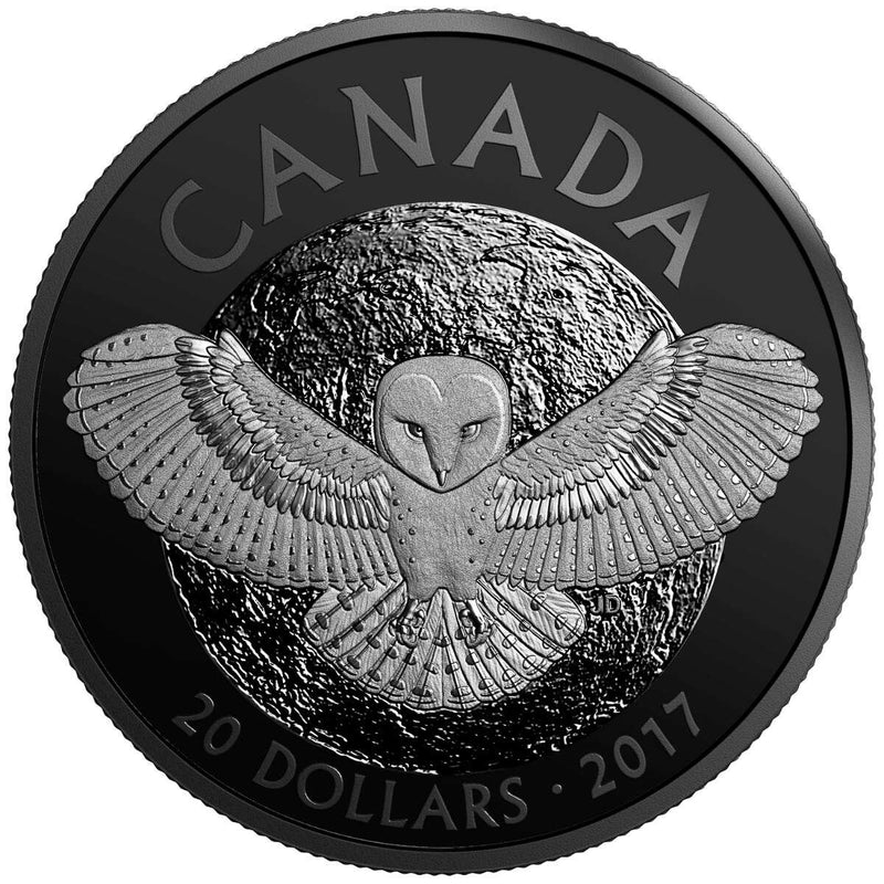 2017 $20 Nocturnal by Nature: The Barn Owl - Rhodium Plated Pure Silver Coin Default Title