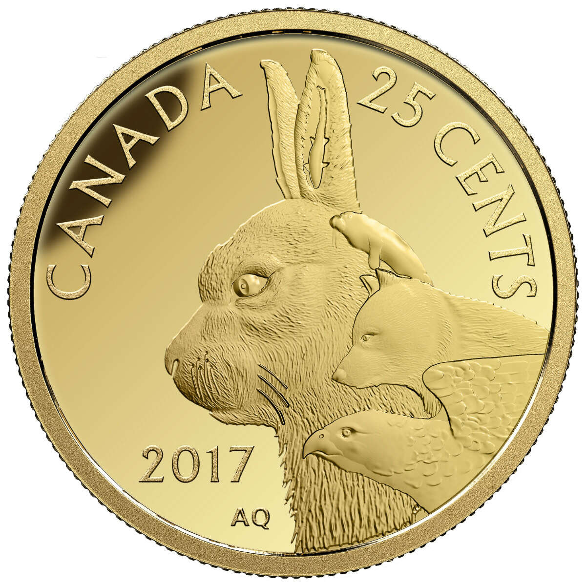 2017 25c Pure Gold Coin - Fox and Hare: Inuit Arctic Hare Default Title