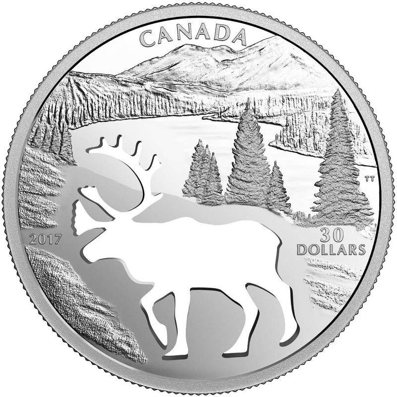 2017 $30 Endangered Animal Cutout: Woodland Caribou - Pure Silver Coin Default Title